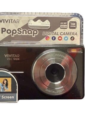 Vivitar PopSnap VEC S124 Black Digital Camera - 44MP, 16x Zoom